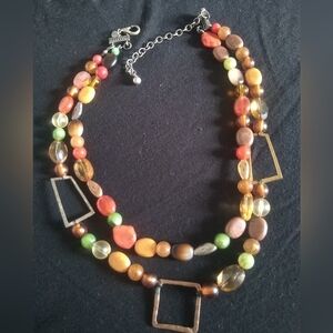 Vintage Chico's Multicolor Stone-Like Copper Necklace
